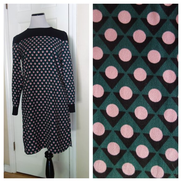 BODEN Green Black Polka Dot Shift Dress – US Sz 6 - Picture 2 of 12